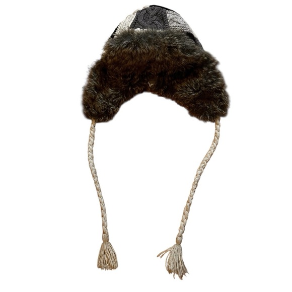American Eagle Outfitters AEO Faux Fur Trim Knit Trapper Hat Cap Unisex One Size - Picture 3 of 10